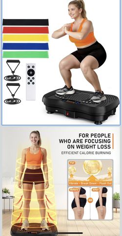 Plate Exercise Machine, 130 Levels Full Body Workout Vibrating Plate for Lymphatic Drainage Weight Loss, 450 Lbs Capacity Shake Platform with Resistan