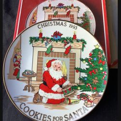 Vintage Christmas Plate Cookies For Santa 1993 Ceramic 8.5”