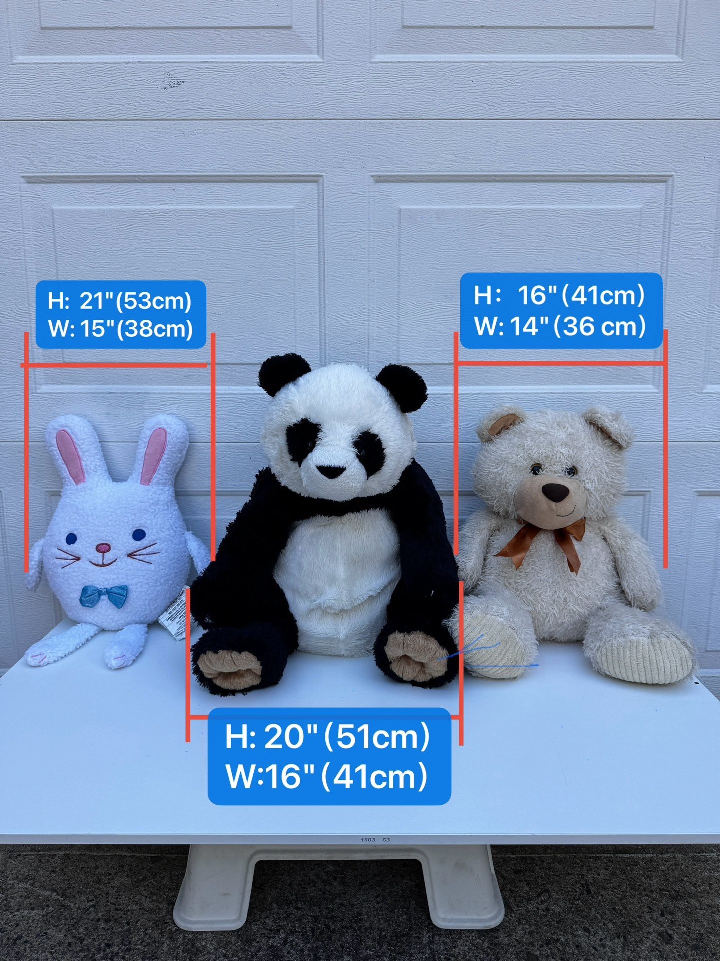 Soft toy giant panda + little bear + little white rabbit