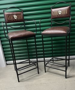 Embroidered “Game Room” Poker Bar Chairs w/ Arms (Set of 2) – Man Cave Seating