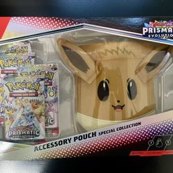 Pokémon Scarlet Violet Prismatic Evolutions Accessory Pouch Special Collection Boxes Sealed.