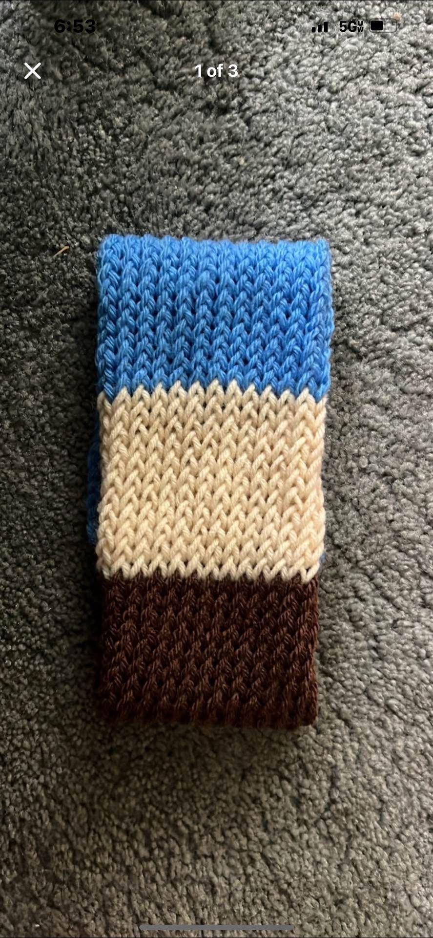 Brown/white/Light Blue Handmade Ear Warmer