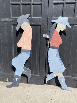 Vintage Cowboy Cowgirl Silhouette Signs