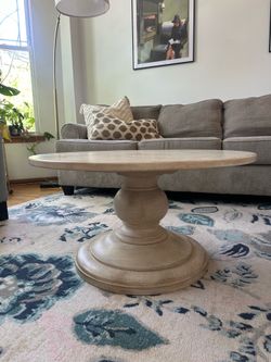 Cream Wood Circle Coffee Table