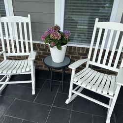 Outdoor Wood Porch Rocking Chairs (2 Pieces) Plus Table