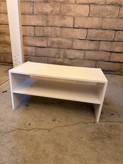 White Wood Low Shelf Unit