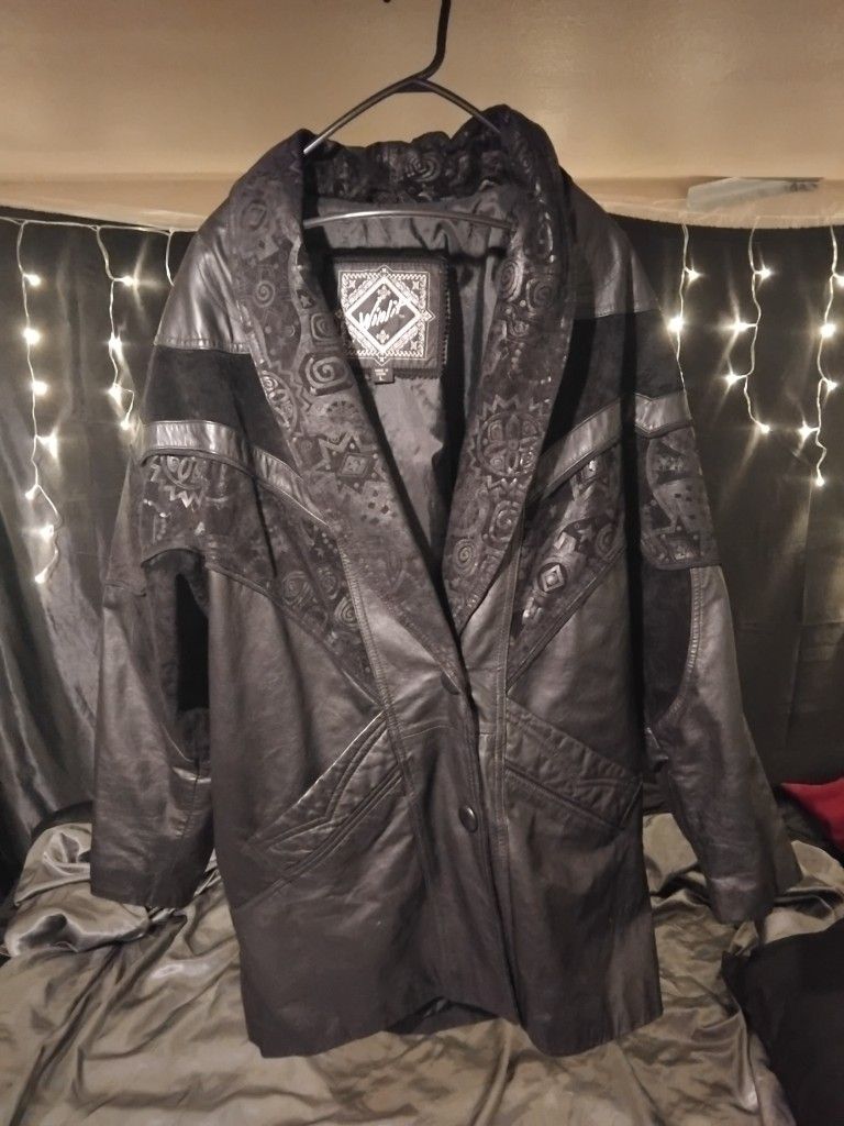 Long Leather Coat Mens Large