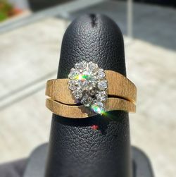 Jewelry 14k solid yellow double ring natural diamonds 0.31CTW size 6