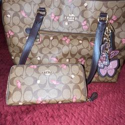 Brown Coach Butterfly Purse