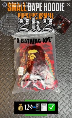 BAPE A Bathing Ape Red Camo Hoodie Size Small