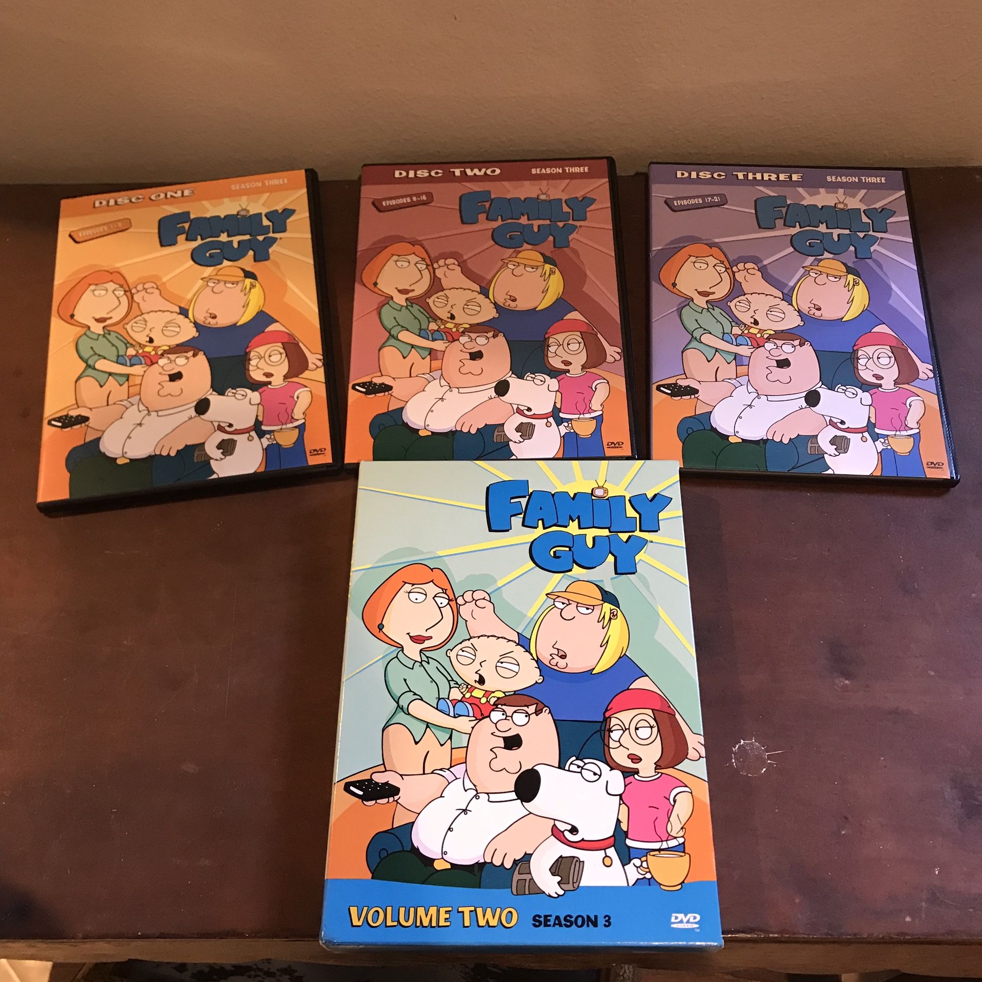 Family Guy seasons 1,2,& 3 DVDs