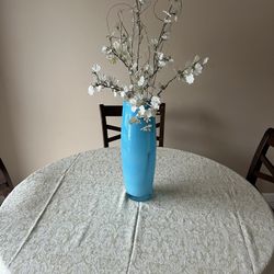 Beautiful Turquoise Vase With Artificial Flowers 