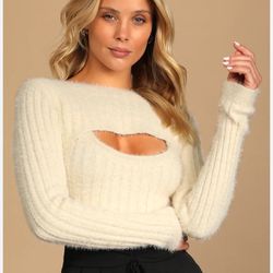 Sweater FOREVER 21 white top sweater size L new with no tags