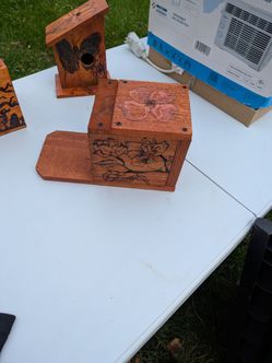 Handmade Wood Burned Birdhouse