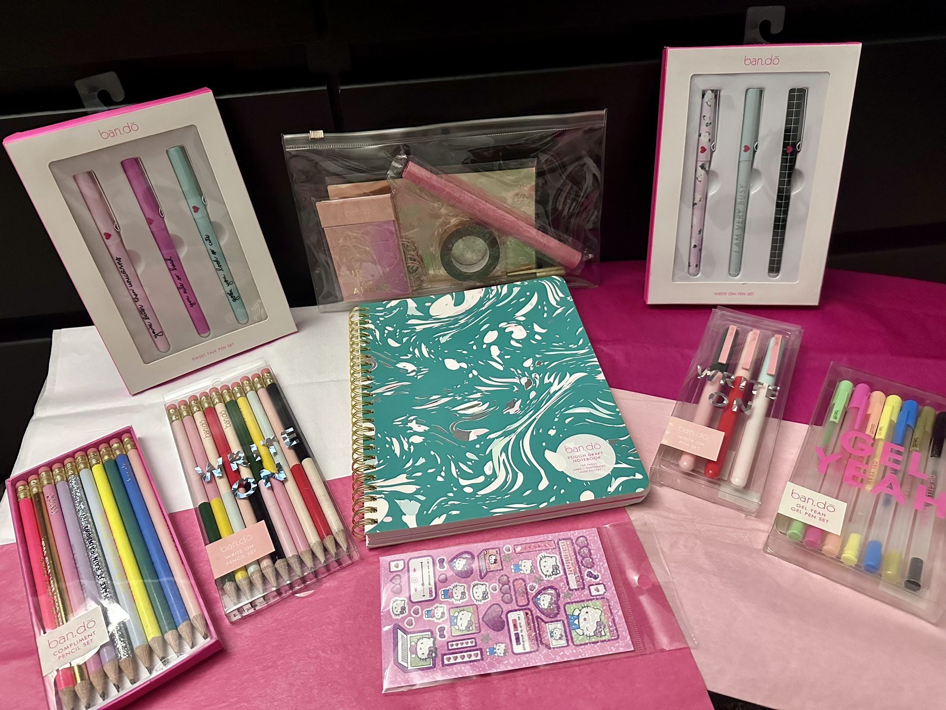Ban. do Brand - Pens-Pencils-Gel-Notebook-Papers- Stickers-Set Case