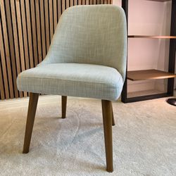 2 West Elm Upholstered Dining Chairs Wood Legs *Best seller Pearl Grey Yarn