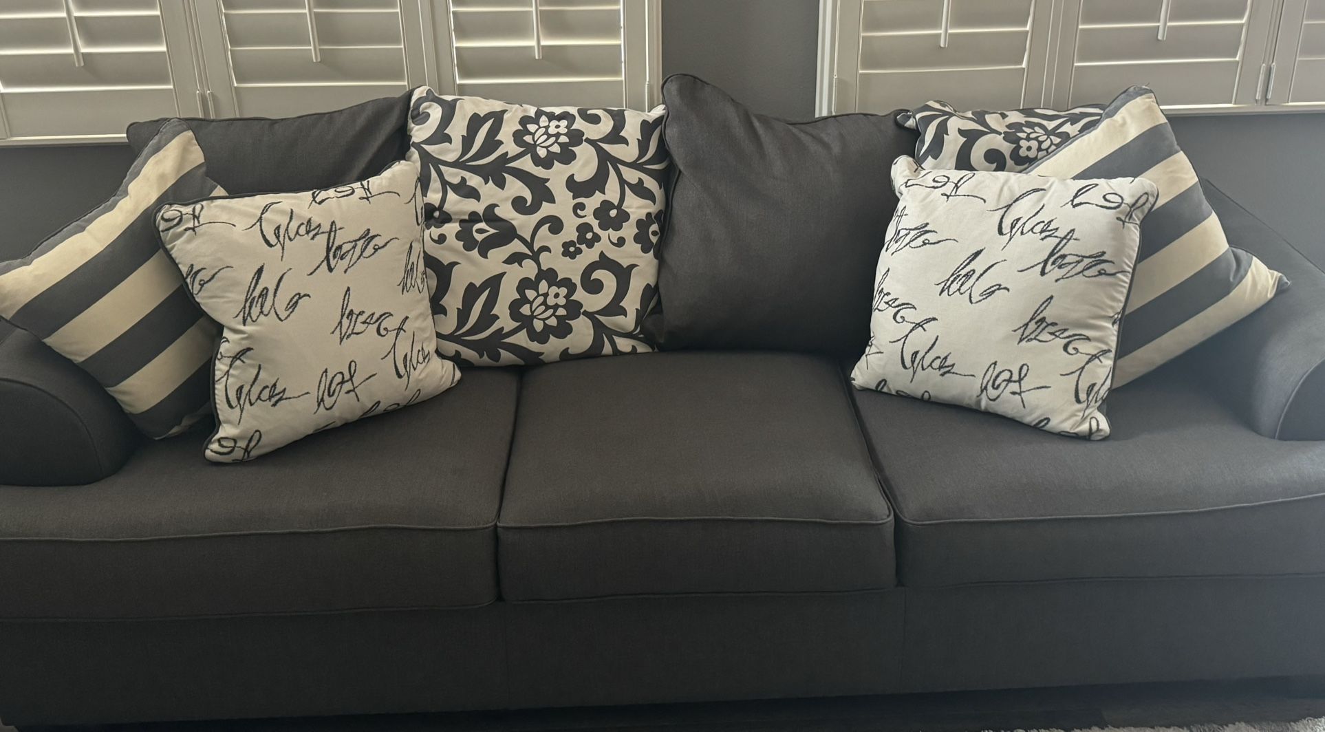 Gray Sofa & love Seat With Cushions