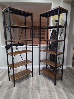 Industrial 5-Tier Bookshelf Set of 3