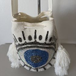 Wayuu Tribe with crystals crossbody evil eye bucket bag