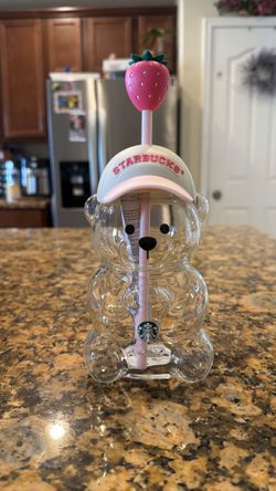 Starbucks pink bearista glass cup