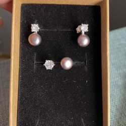White Gold Plated Pearl Ring Set