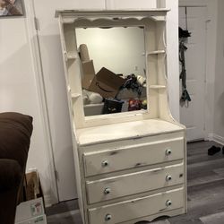 Wooden Vanity Dresser with Mirror