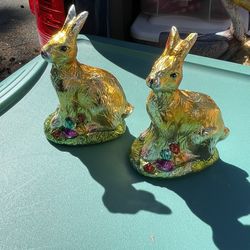 Gold Foil Easter Bunny Figurines (Set of 2 Available)