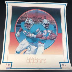 Vintage 1983 Miami Dolphins NFL LARGE Poster