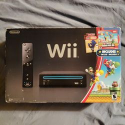 New Open Box Nintendo Wii Black With Super Mario Game