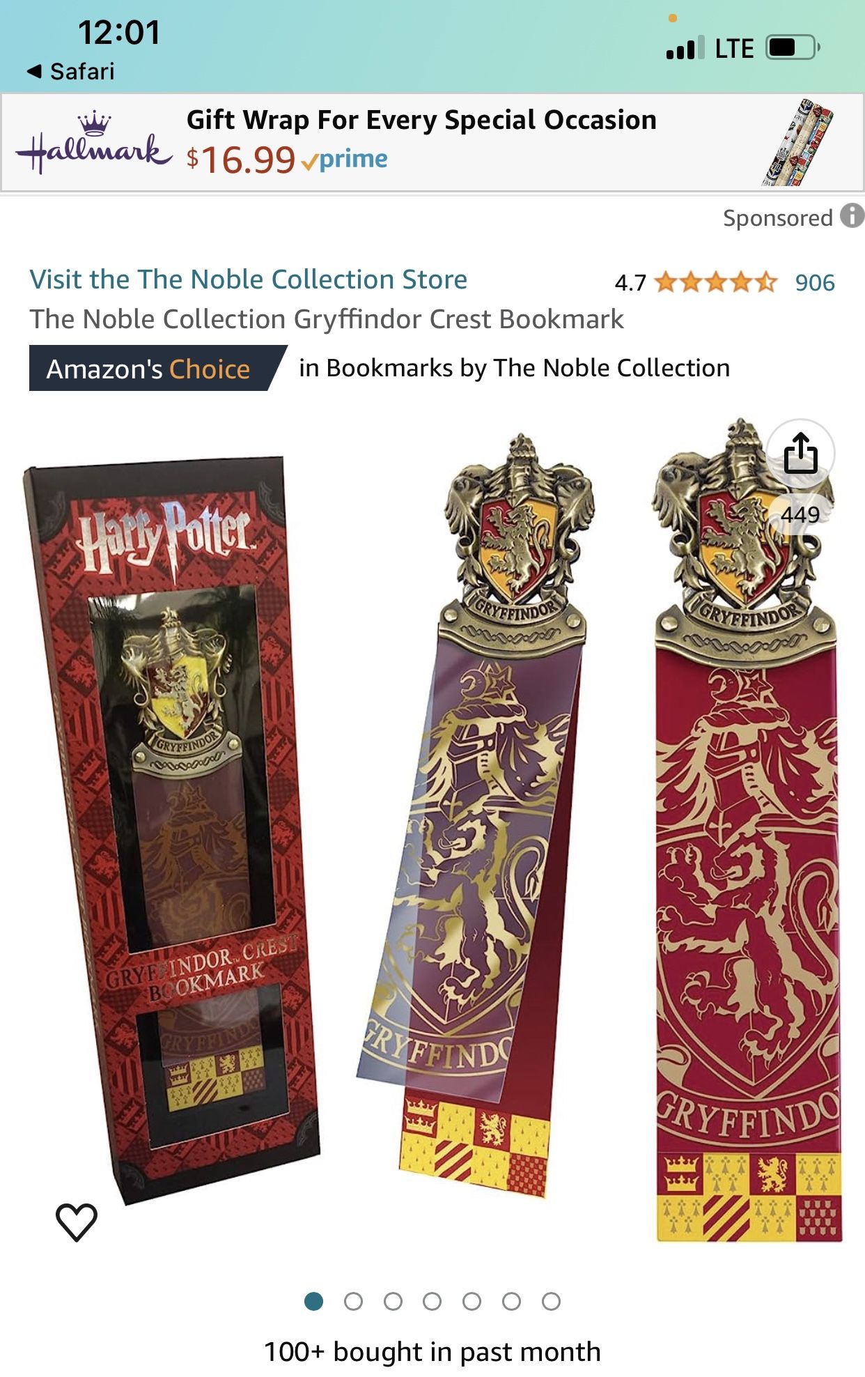 Gryffindor Crest Bookmark