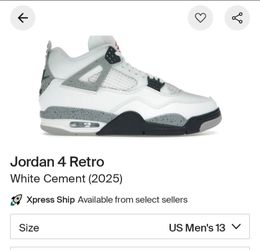 Nike Air Jordan 4 White Cement retro sz 13 DS NIB