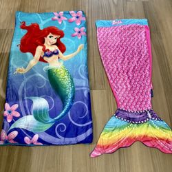 Girls Sleeping Bags Disney Ariel Little Mermaid And Barbie Mermaid Tail  