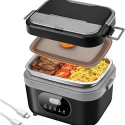 Electric Lunch Box For Adults,Heated Lunch Box Battery Powered With USB Charge port,Self Heating Cordless,Portable Food Warmer lunch box For meals on 