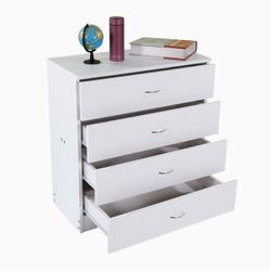Dresser Bedroom Storage Chest Drawer Modern Wood Furniture White (4-Drawer, White)