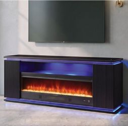 Brand New 71'Inch TV Stand w Heating Fireplace + Bluetooth Speaker