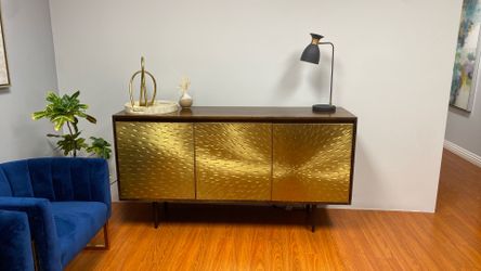 Dark wood drawer with gold accents!