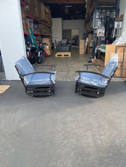 New Open & Assembled 2-Piece Metal Frame Outdoor Swivel Rocker Set