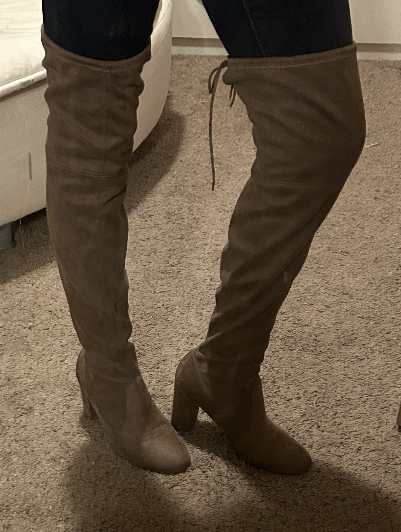 Brand New  Tan Thigh High Boots —  Size 8