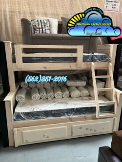 Twin full whitewash bunk bed with mattresses colchones camas