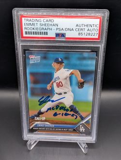 Emmet Sheehan 2023 Topps Now RC Auto MLB Debut Inscription PSA Auto
