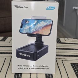 New TechGlow 3-in-1 Bluetooth Speaker, Phone Stand & 5000mAh Power Bank