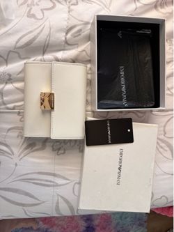 Emporio Armani White Bi-Fold Wallet Gold Clasp
