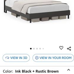 Full Size Bed Frame With Lightp Storage Headboard. 