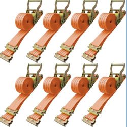 8 Pack Heavy Duty E-Track Ratchet Straps 2"x15' 4500LBS - Orange