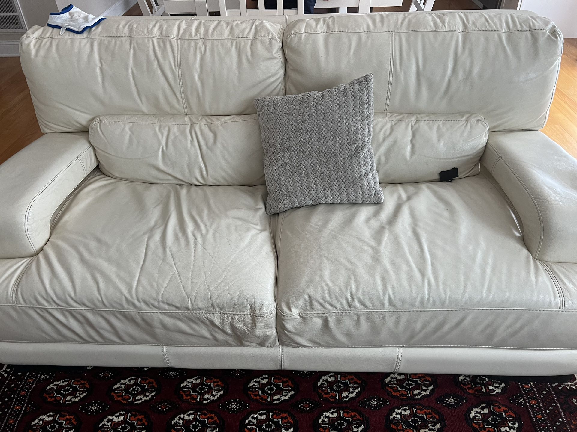 White genuine Leather Sofa