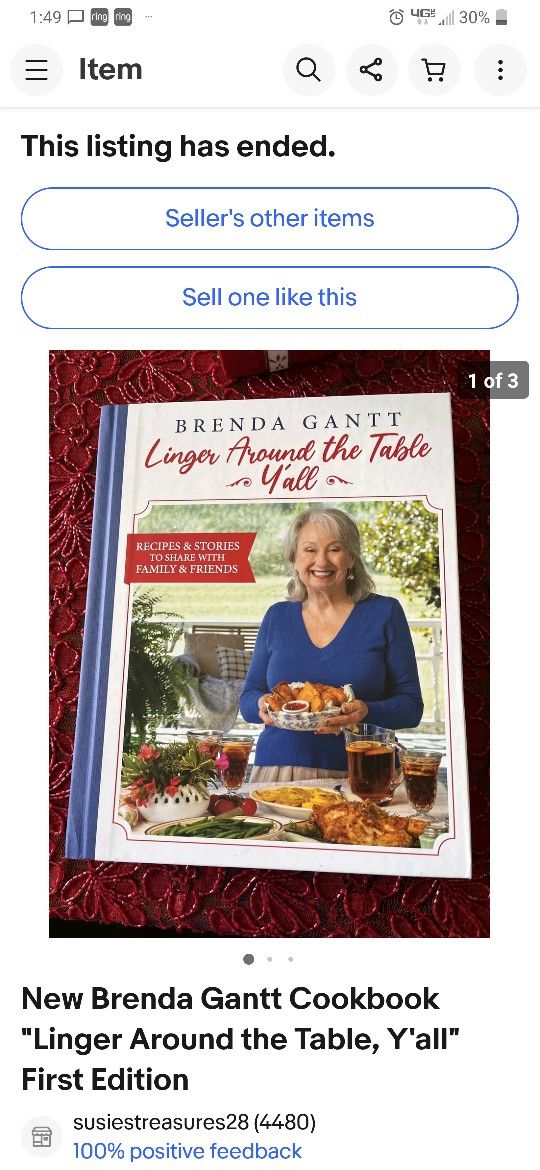 New Brenda Gantt Linger Around The Table Cookbook