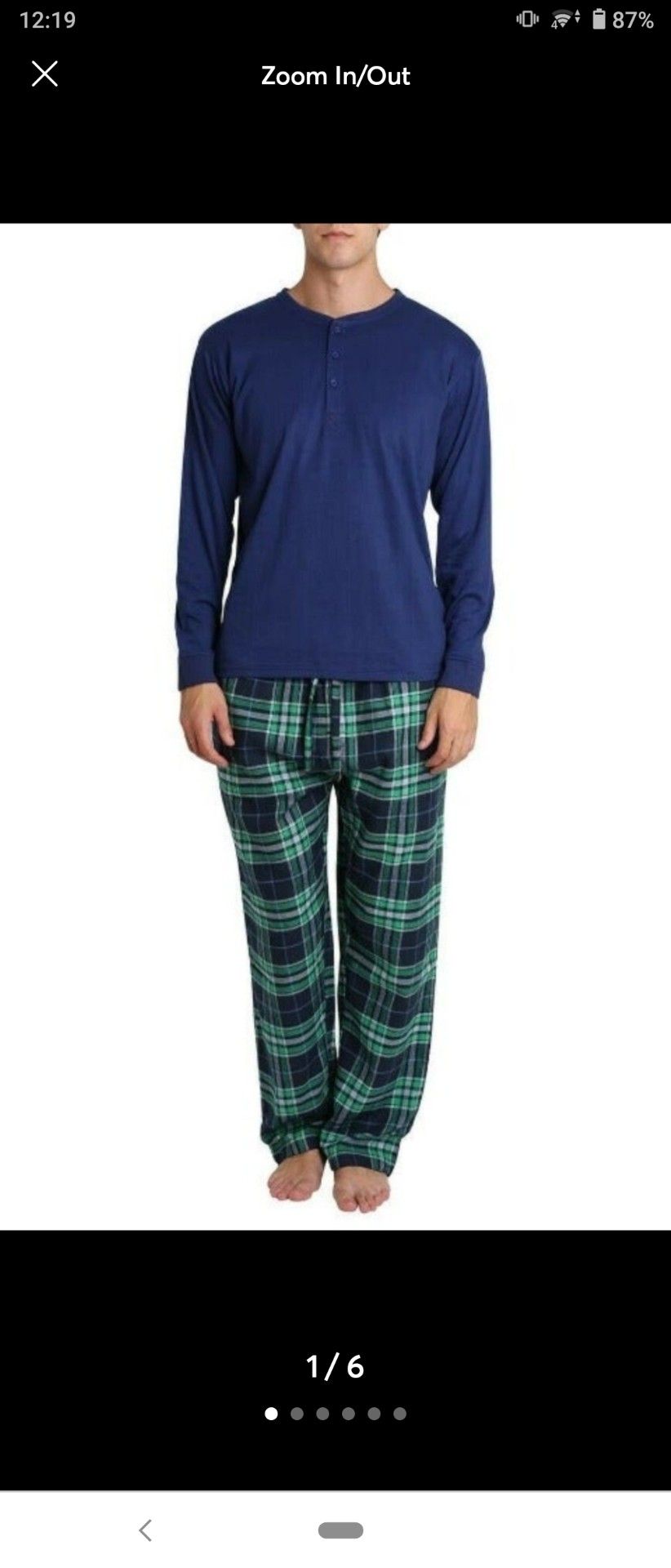 Sleep Hero Flannel Plaid Pajama Set Size M Navy/Green
