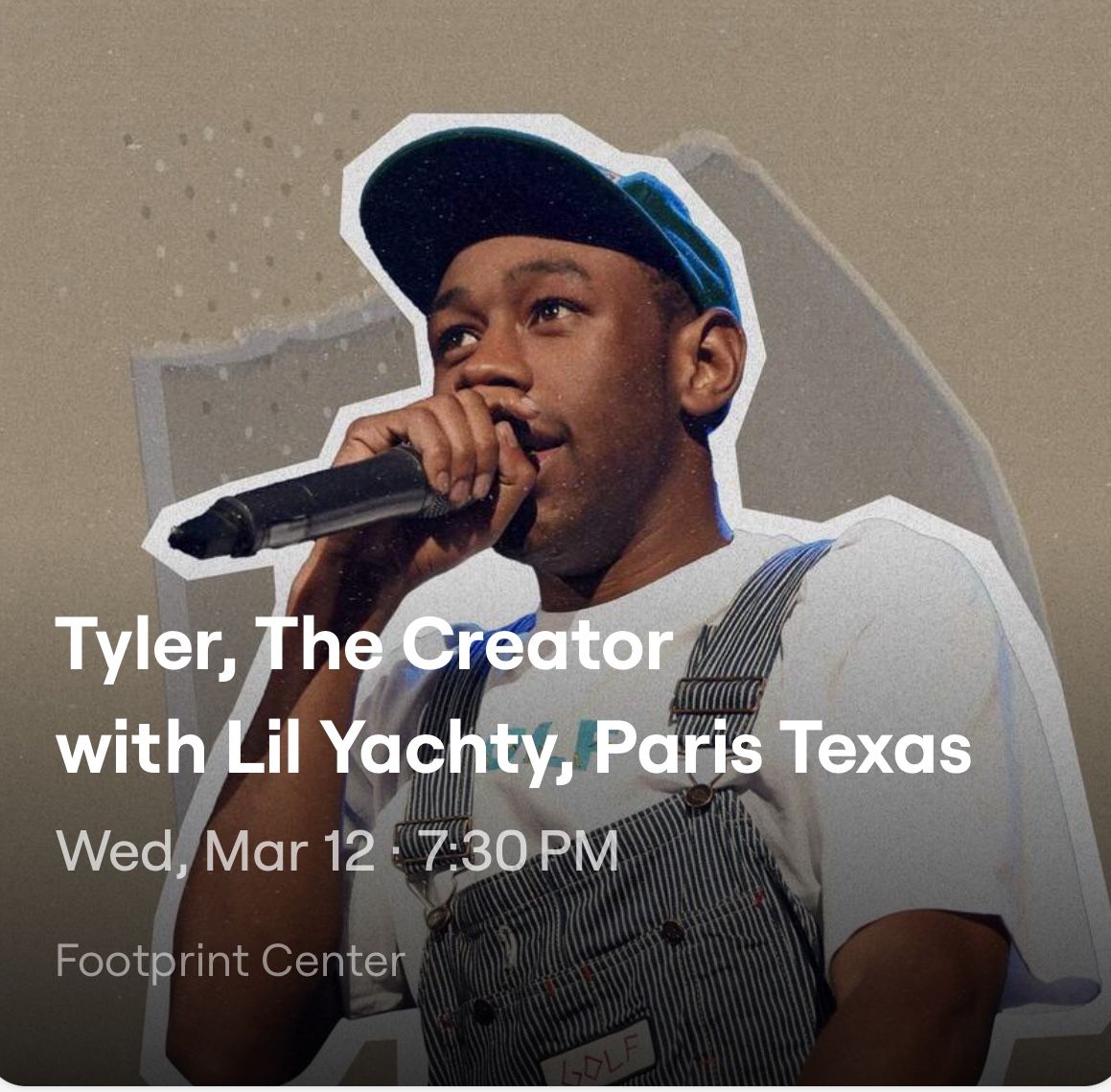 TYLER THE CREATOR TICKET ON SALE (1 Ticket) PHX AZ ROW 24 SECTION 103