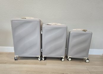 3 piece Hardside Lightweight Luggage Set Suitcase with Spinner Wheels, Grayish 28" 24" 20"