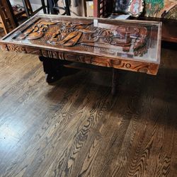 Mayan Inspired Wooden,  Coffee Table